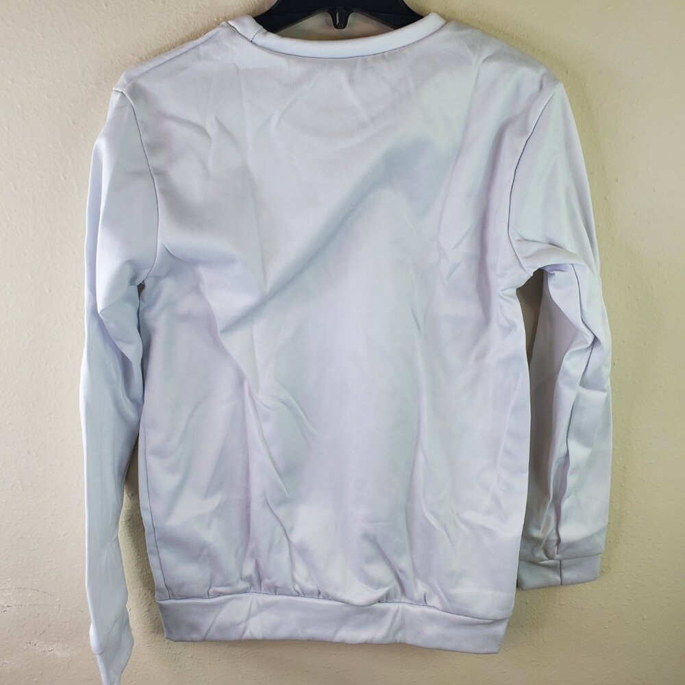 Womens White "Always Tired" Skull Screenprint Sweatshirt M Nwot - Picture 8 of 9